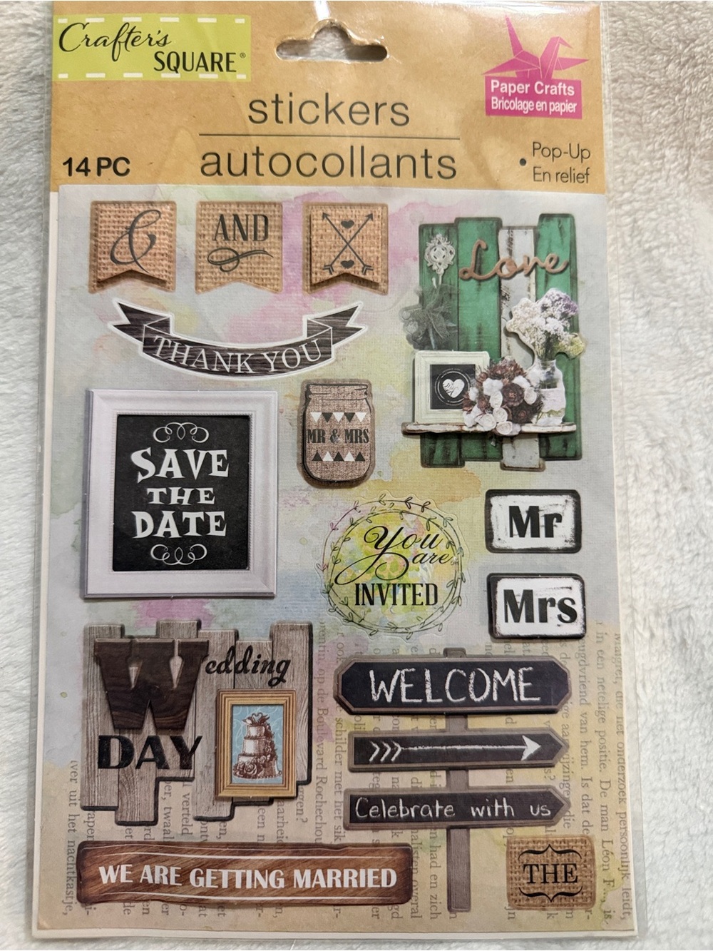Crafter's Square "Save the Date" 14-Piece Pop-Up Wedding Stickers